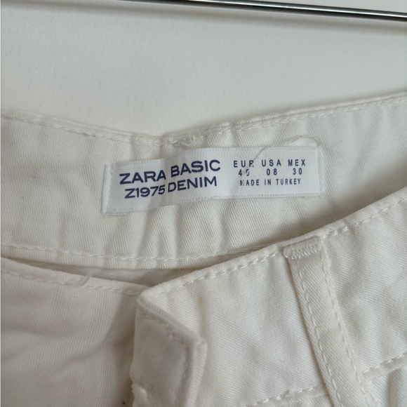Zara White Wide-Leg Cotton Pants/Jeans - Picture 3 of 4